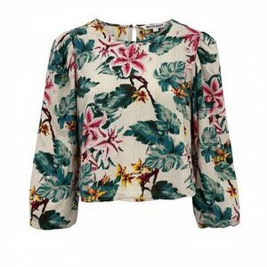 Walter Baker Tessie Floral Balloon Sleeve Top Size Large Lillies Multicolor